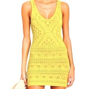 Rachel Zoe Yellow Crochet Mini Dress